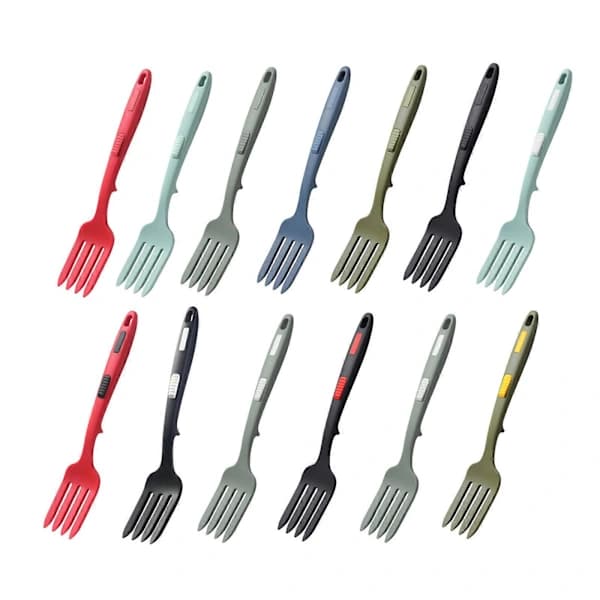 Flexibla matlagningsredskap Multifunktionell spaghettigaffel Silikongaffel Salladsgafflar Visp Servering Kökstillbehör Röd