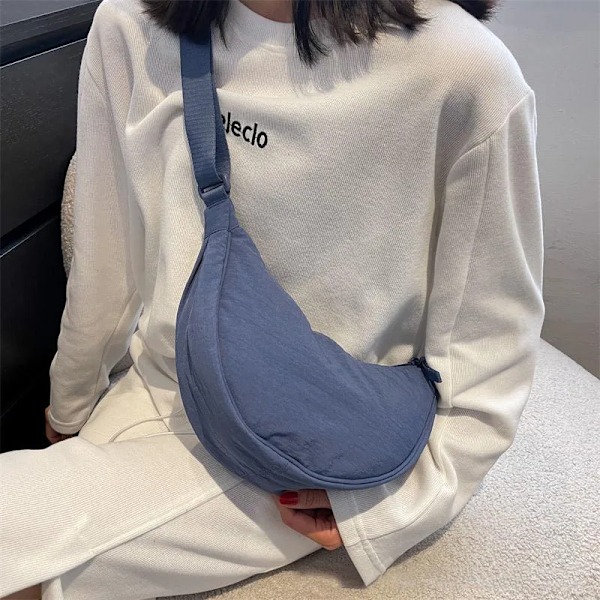 Rento Nylon Hobo Olkalaukku Naisten Olkalaukku Puolikuu Rintalaukut Tote Lady Matkaostoskassi Naisten Lompakot Harmaa Gray 31x16x9cm