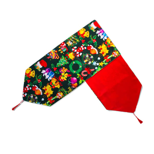 2-delt serie julebordsett dobbeltlags stoff polyester bomull julebordduk julehjemfestdekorasjoner 35 x 180 cm