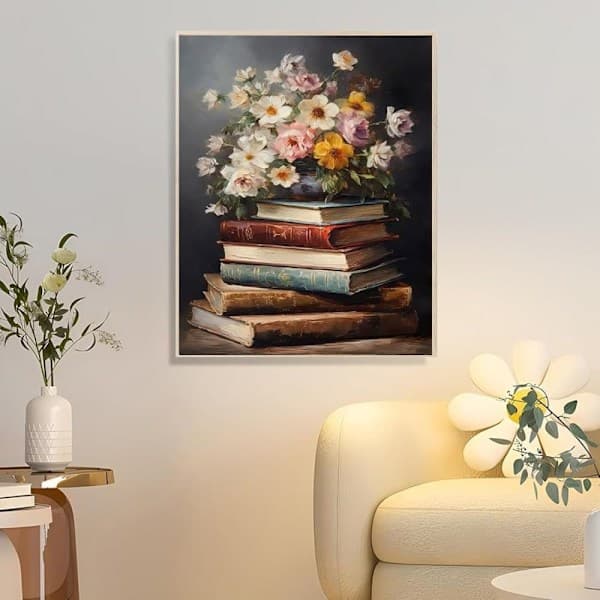 Diamond Painting - 5D DIY Diamantmålning, 30x40cm (Böcker Och Blomsterbukett)