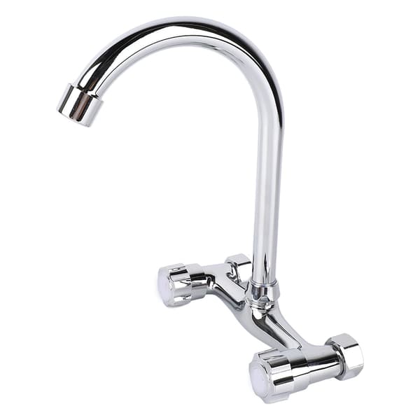 Wall Mounted Kitchen Faucet Stainless Steel Smooth Surface 2 Handles for Home-FS-