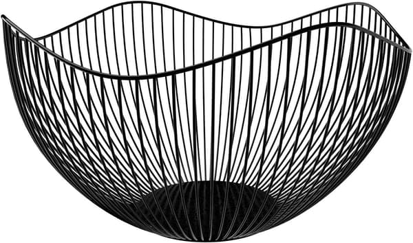 Trådfrugtkurv Sort Frugtskål til Køkkenbord Bølgefrugt