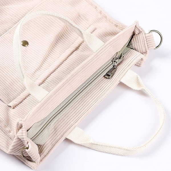 Naisten crossbody-laukku, samettikangas, rento olkalaukku, käsilaukut, suurikapasiteettinen ostoskassi vetoketjulla ja ulkotaskulla (beige)