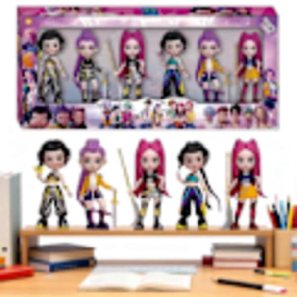 6 st K-POP Demon Hunters Actionfigurer - Supersöt K-Pop Idol Samlarfigurset, Perfekt för Dockhustillbehör