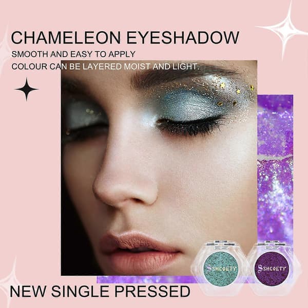 Mermaid Iridescent Eyeshadow Palette Light Purple Emerald Glitter Eyeshadow, Glitter Diamond Highlighter Makeup Eyeshadow K7 K7