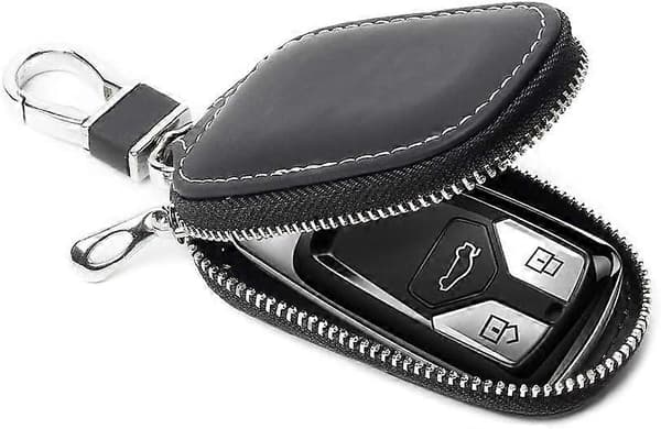 Genuine Leather Car Key Case, Car Remote Key Case Genuine Leather Pouch for Men Zipper Car Key Case