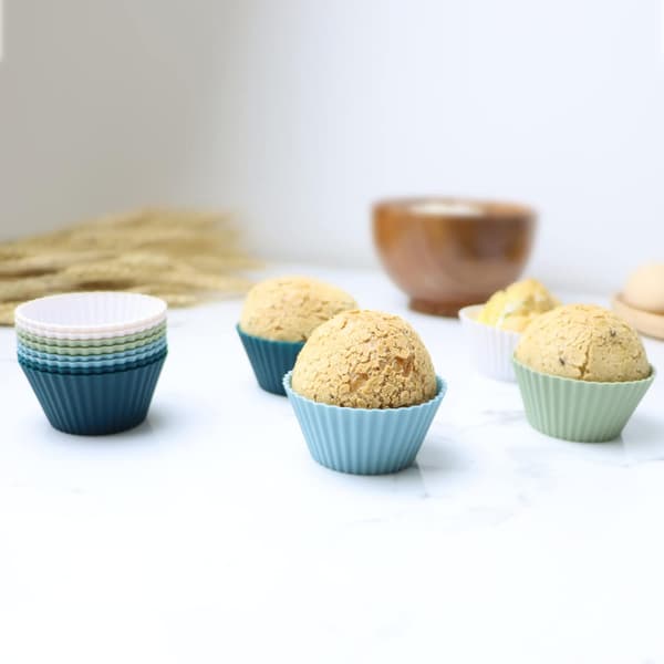 12-pakning Silikon Bakeformer, Gjenbrukbare Muffinsformer, Kakeform