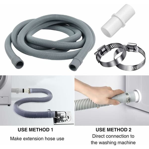 Washing Machine Drain Hose, 2m Extension with Clamp - Dishwasher Drain Hose - Extendable Drain Hose, Drain Hose Extension.