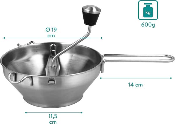 1 pc Stainless Steel Food Mill with 3 Sieve Inserts - for Jam, Mashed Potatoes, Silver