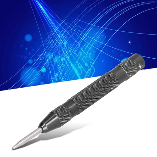 1 pc Automatic Center Punch Hardened Steel Removable Tip Positioner Adjustable Force Center Hole Punch Tool Black