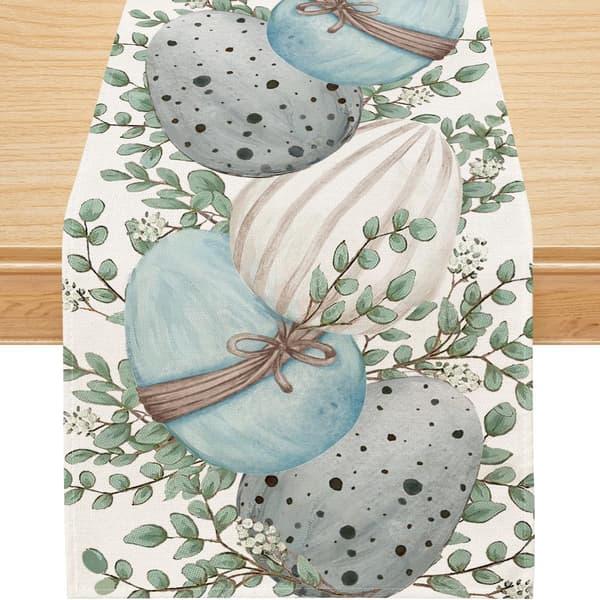 Easter Table Runner, Easter Egg Decorations Happy Easter Runner for Table Seasonal (13'' x 72'')