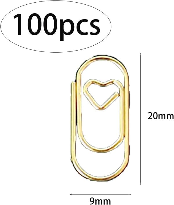 100 forgyldte papirclips Mini hjerteformede papirclips Bogmærke
