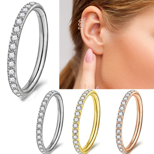 Argent blanc 1.2 * 6mm diamant øreclips brusk G23