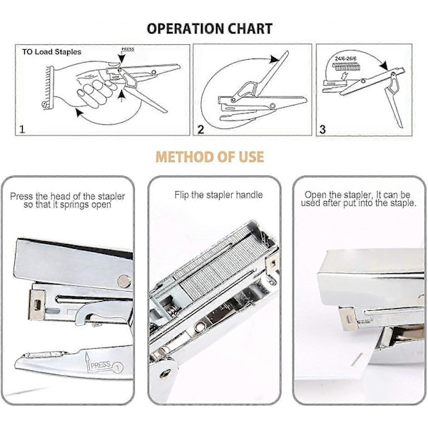Plier Stapler Heavy Duty Office Stapler Handheld 20-Sheet Stapler Paper Stapling Machine with 2000 Staples, Silver