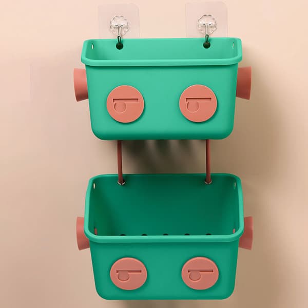 Hanging Storage Basket Dorm Bedside Sundries Holder with Drain Holes Stackable Organizer for Bathroom Kitchen Blue Yellow
