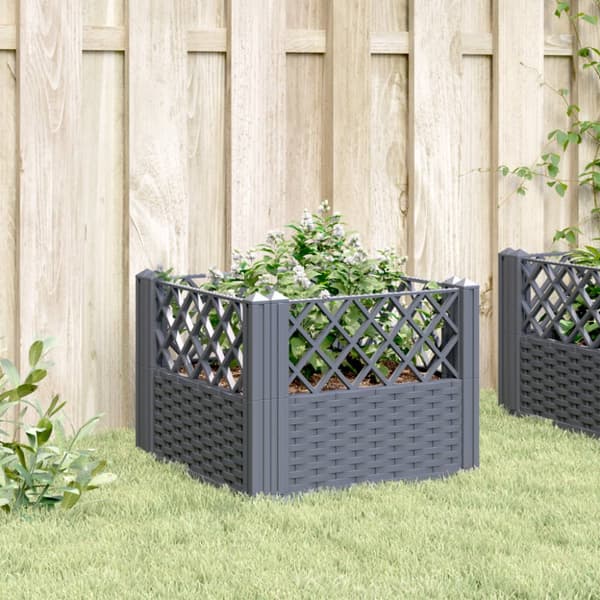 Raised bed with spikes blue-grey 43.5x43.5x43.5 cm PP