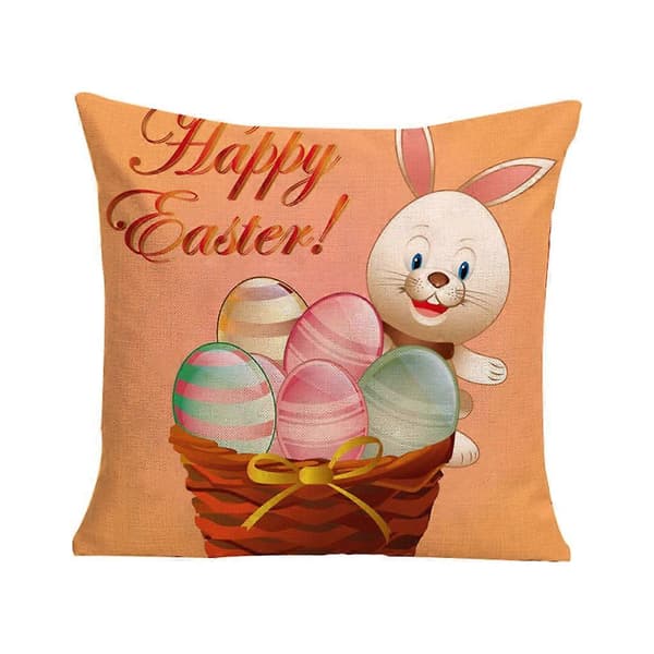 Easter Bunny Rabbit Egg Decorative Pillow Case Linen Cushion Cover for Sofa Car Decoration