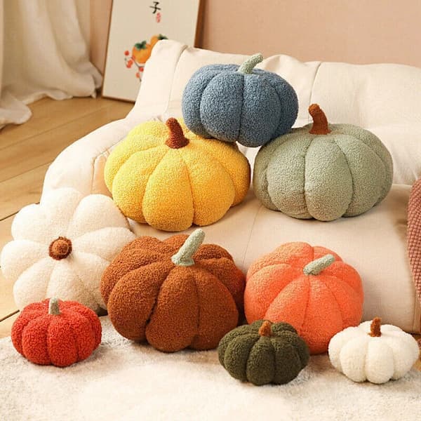 Blød græskarpude, græskarplyslegetøj, sofapude, Halloween-dekoration, gaver, orange-FF-orange, 30 cm