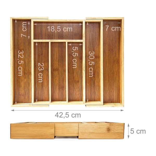 Cutlery tray bamboo extendable size S 1260