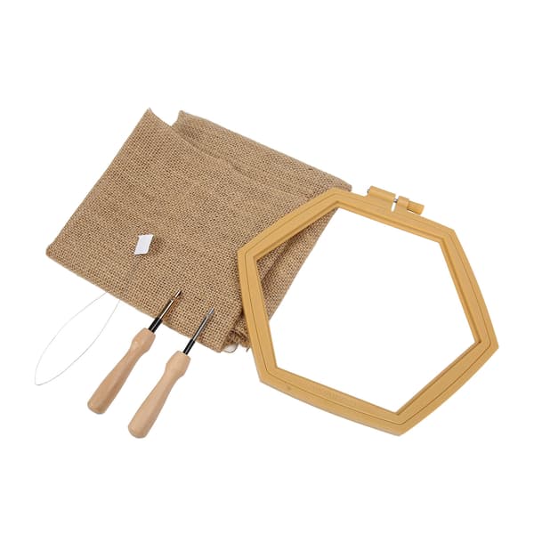 Punch Needle Kit Hexagon Hoop Gloss Frame Easy Use Safe Durable Punch Embroidery Kit for Craft DIY Beginners