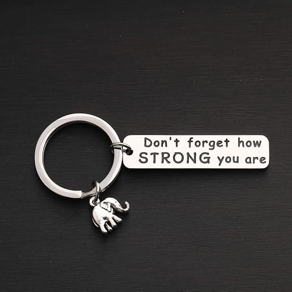 Elephant Keychain Remember How Strong You Are Inspirational Gift Elephant Lover Charms for Jewelry