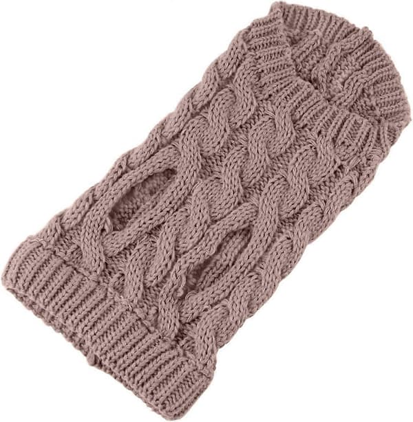 1 stk. Strikket genser med høy hals for hunder, vintervarm tykk pullover, strikket genser, heklet genser, klær