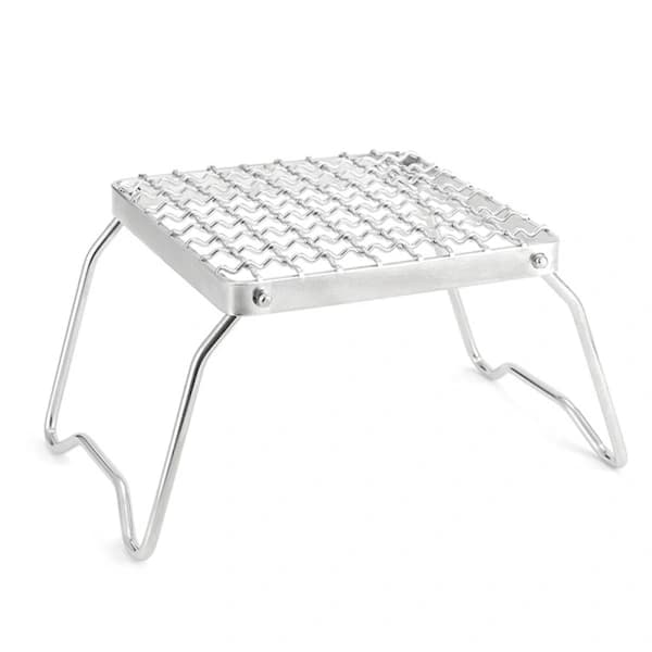 Bærbart sammenleggbart grillstativ i rustfritt stål for camping, grilling og utendørs matlaging 24 x 17 x 13 cm 1 stk 1pc