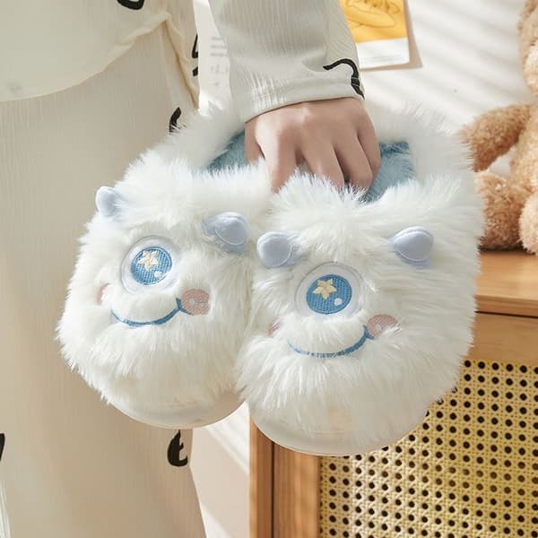 Dame plys hjemmesko sød enøjet monster Kawaii Elf Fluffy hjemmesko 24,5 cm