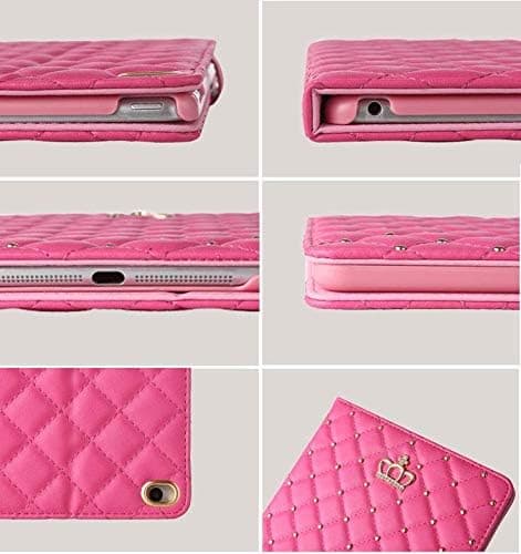 Fodral för iPad 9.7 2018 2017/ iPad Air 2, Diamant Sött Elegant PU Läder Smart Auto Sleep/Wake Ställ Apple iPad 5:e/6:e/iPad Air (Rosa)