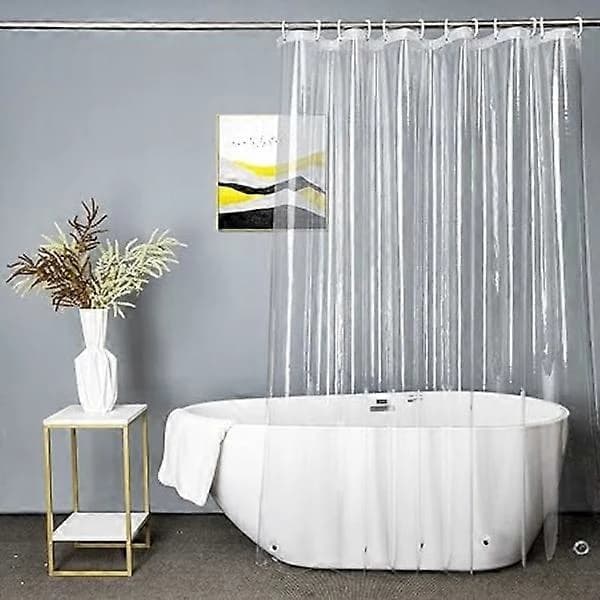 Erittäin pitkä läpinäkyvä suihkuverho 180x200cm, läpinäkyvä