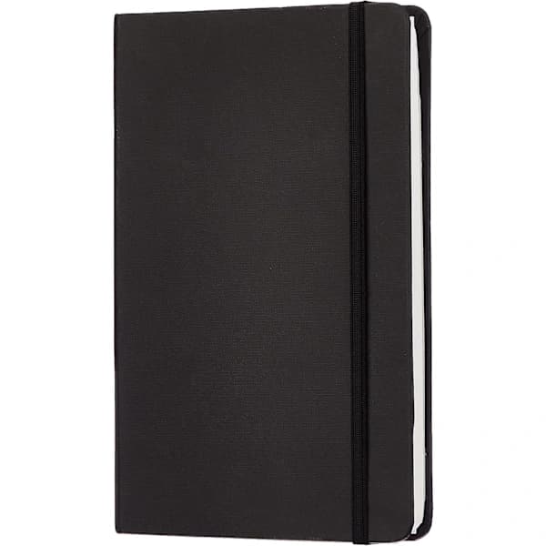 A5 Fortykket Journal Notesbog, 80g/200 Sider Blæksikkert Papir, Notesbøger med Foldbar Lomme, Sort