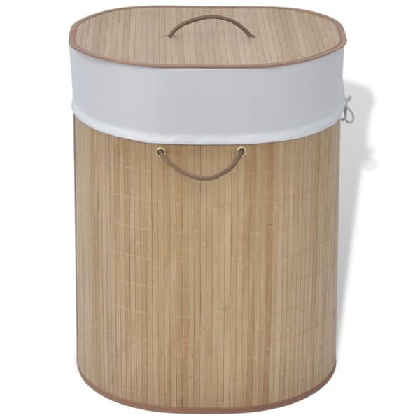 Bamboo laundry basket oval natural