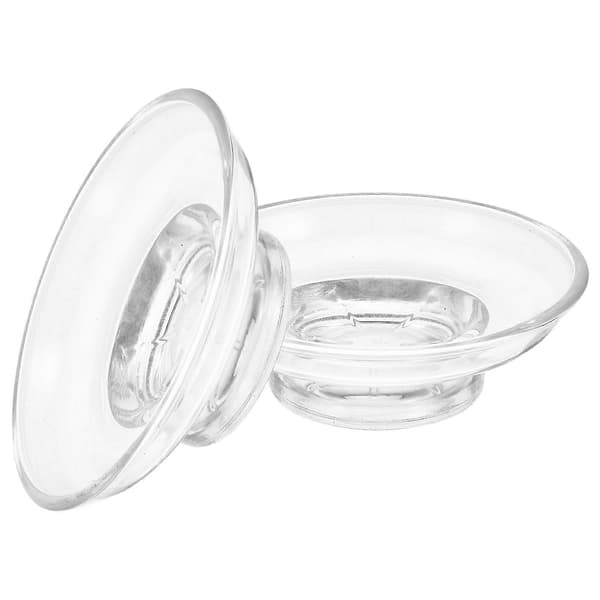 Clear Glass Soap Dish Heavy Round Soap Holder for Bathroom and Kitchen, Self-Draining Transparent Design for Easy Cleaning and Versatile Use