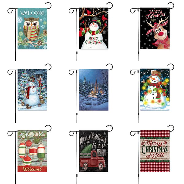 Juledekorationsbanner, 30*45cm Dobbeltsidet Linned Glædelig Jul