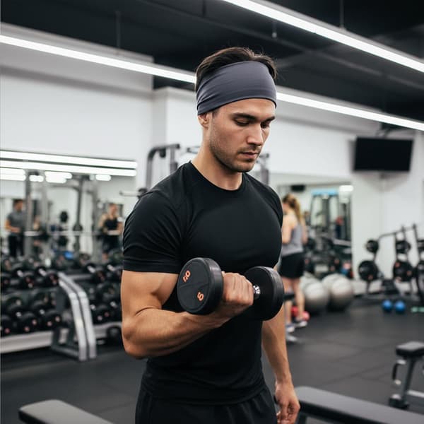 4 stk. løbehovedbånd til mænd, yoga træning unisex sort,