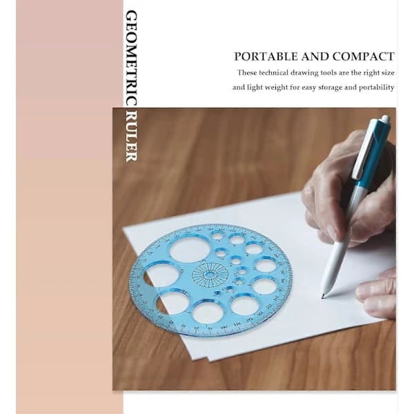 2 Pieces Multifunctional Geometric Rulers Plastic Circle Drawing Tools Drawing Templates Clear Graphic Design Tools