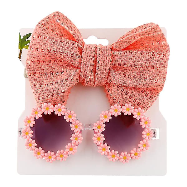 2-pakning Bohemia Daisy Flower Solbriller med Elastisk Nylonhodebånd for Strand (Rød)