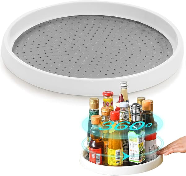 Spinning Cabinet Organizer, Rotating Spice Rack for Kitchen Storage and Organization Non-Slip Spice Holder