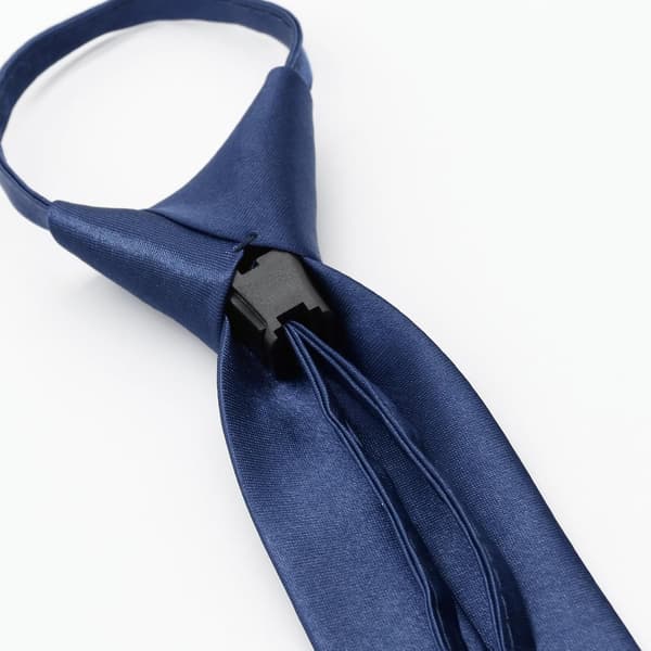 Svarte slips for gutter, ferdigknyttet clip-on slips, justerbart glidelåsslips for barn, formell konfirmasjon, bryllup, marineblått - Navy Blue