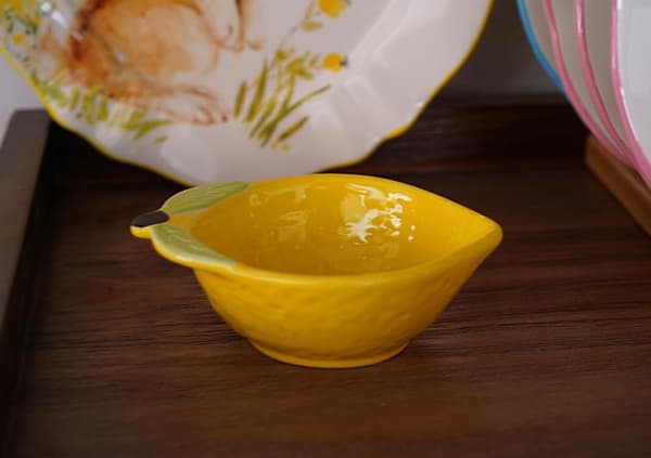 4 stk keramiske forrettstallerkener sitronformede sideretter krydder - Lemon