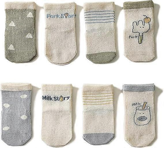 Baby- og småbørnsstrømper til drenge og piger, 8-pak, bomuldsstrømper, sommer, forår og efterår, 5-8 år