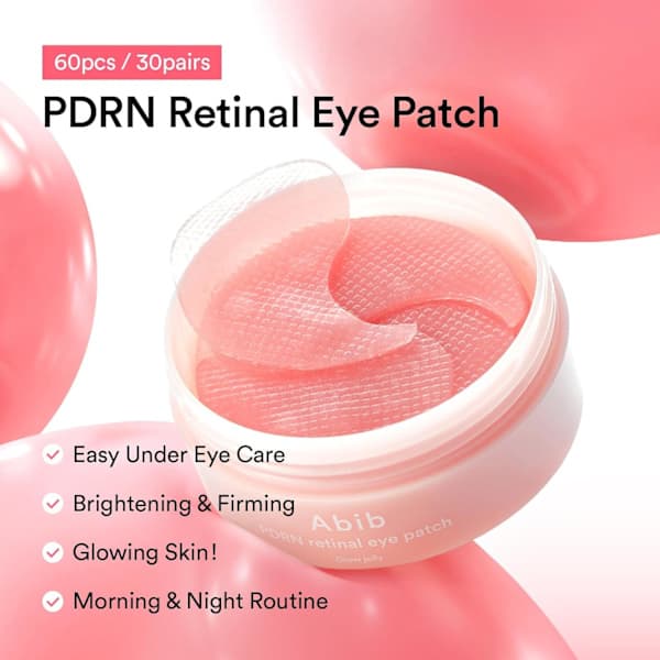 Abib PDRN Retinal Eye Patch (Glow Jelly) hjelper til med å lindre hevelser og mørke ringer under øynene.