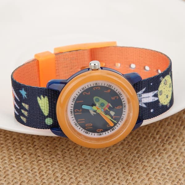 Kids Watch Cartoon Pattern Waterproof Strap Quartz Children's Watch Orange