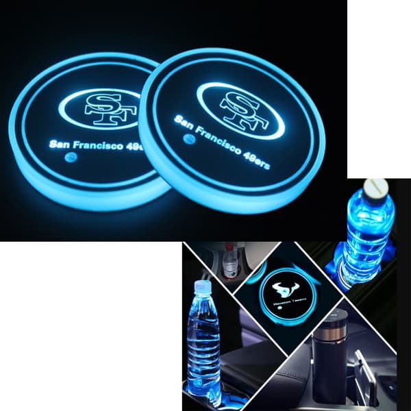 2 pcs (San Francisco 49ers, approx. 68*68*8.5mm) LED Car Coasters