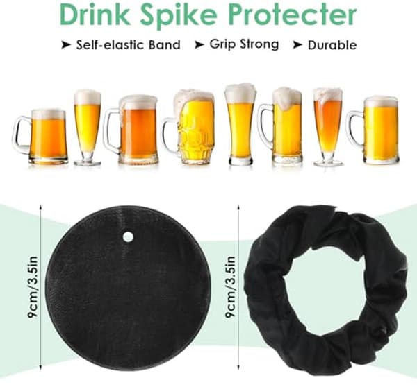 Återanvändbara Scrunchie Dryckesskydd - Säkerhetsmugglock för Kvinnor - Förhindra Drogning