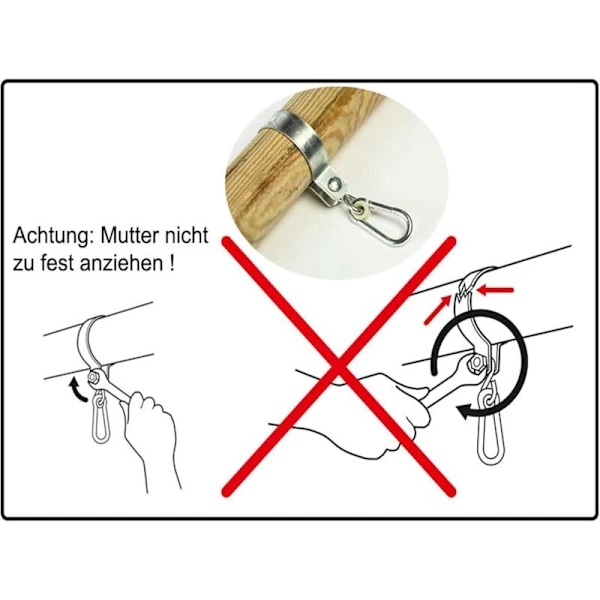 2 Swing Brackets with Carabiner for 10 cm Round Beams - Secure Installation