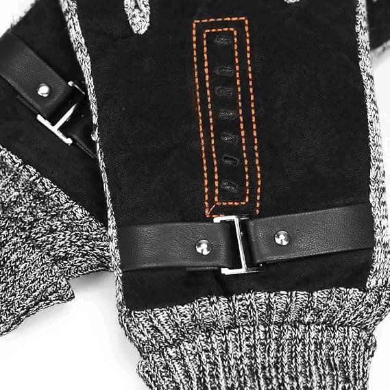 Herre vinter læderhandsker tykke varme fleece vindtætte handsker Co