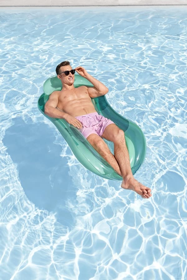 Inflatable Pool Float Lounge Chair With Mesh Bottom PVC for Beach and Pool Relaxation 160 x 84 cm Green
