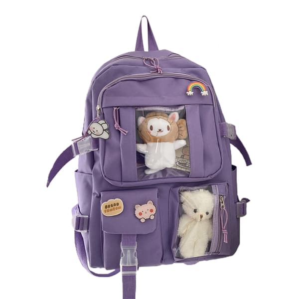 Large Capacity School Backpack for Students Korean Style Female School Backpack Purple Purple