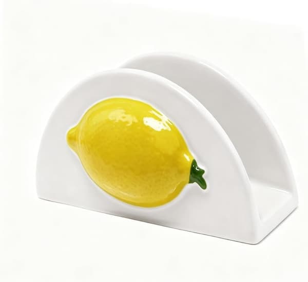 Servietholder, keramisk citron lodret silkepapir opbevaringsbakke -